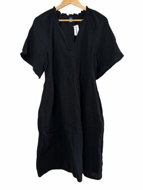 Old Navy Black Midi Dress Gauze Short Sleeve L Tall NWT Lightweight